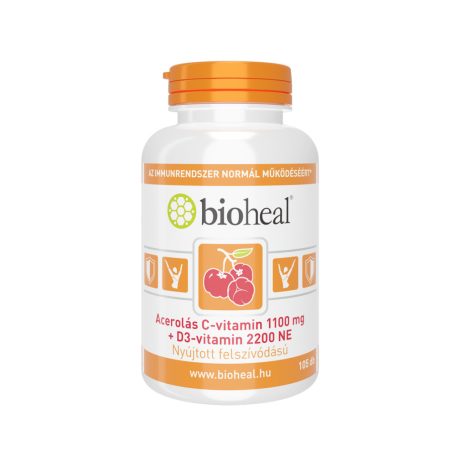 Bioheal Acerolás C-vitamin 1100 mg + D3-vitamin 2200 NE 105 tabletta