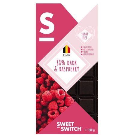Sweet Switch étcsokoládé 88% málnás 100g