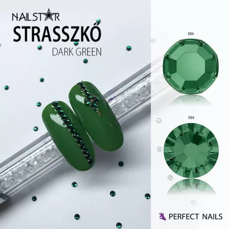 Nailstar strasszkő SS3 - Dark Green 100db - Perfect Nails