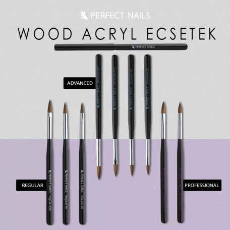 Porcelán Polygel Műkörömépítő Ecset - Wood Acryl - Regular #6 - Perfect Nails