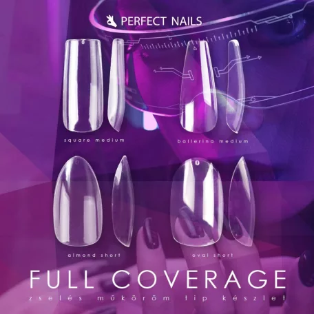 Full Coverage Zselés Műköröm Tip Készlet 120db - Oval Short - Perfect Nails