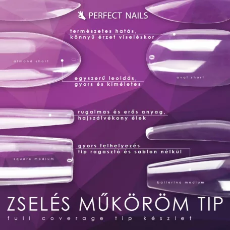 Full Coverage Zselés Műköröm Tip Készlet 120db - Oval Short - Perfect Nails