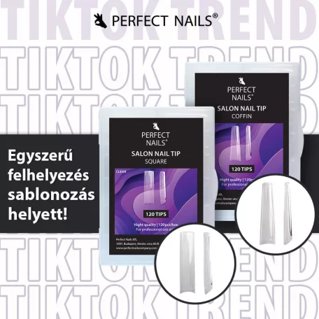 Salon Műköröm Tip készlet 120db - Coffin - Perfect Nails