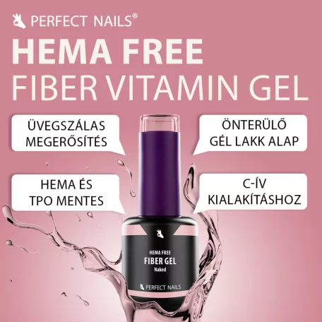 Fiber Vitamin Base Gel - Hema Free Erősített Gél Lakk Alap - Clear - 15ml - Perfect Nails
