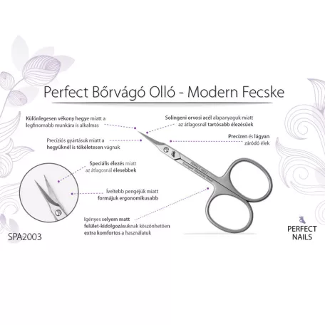 Perfect bőrvágó olló - Modern fecske - Perfect Nails