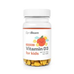 GymBeam D3-vitamin rágótablettagyerekeknek narancs 120 rágótabletta