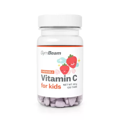 C-vitamin rágótabletta gyerekeknek - 120 tabletta - eper - GymBeam