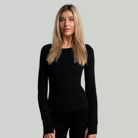 MERINO I hosszú ujjú női póló Black - XS - fekete - STRIX - GymBeam
