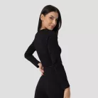 FLO Ribbed női Crop Top Black - L - fekete - GymBeam