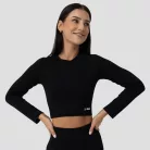 FLO Ribbed női Crop Top Black - L - fekete - GymBeam