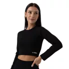 FLO Ribbed női Crop Top Black - L - fekete - GymBeam