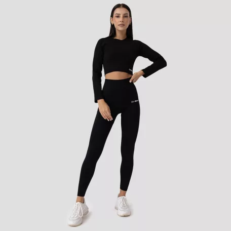 FLO Ribbed női Crop Top Black - L - fekete - GymBeam