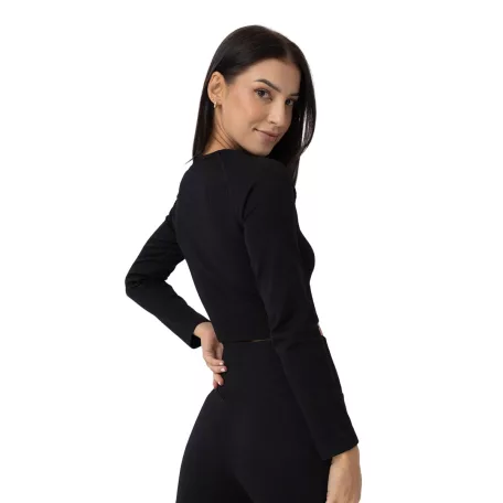 FLO Ribbed női Crop Top Black - L - fekete - GymBeam