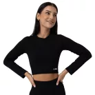 FLO Ribbed női Crop Top Black - L - fekete - GymBeam