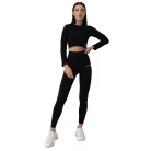 FLO Ribbed női Crop Top Black - L - fekete - GymBeam