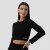 FLO Ribbed női Crop Top Black - XL - fekete - GymBeam