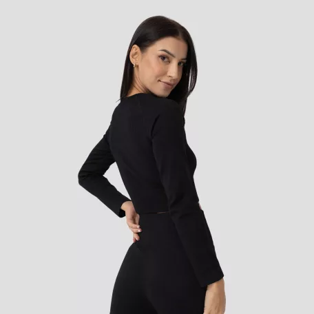 FLO Ribbed női Crop Top Black - XL - fekete - GymBeam