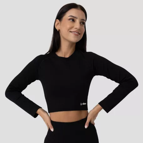 FLO Ribbed női Crop Top Black - XL - fekete - GymBeam