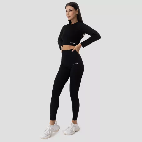 FLO Ribbed női Crop Top Black - XL - fekete - GymBeam