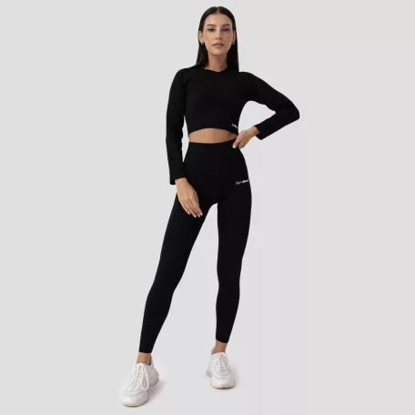 FLO Ribbed női Crop Top Black - XL - fekete - GymBeam