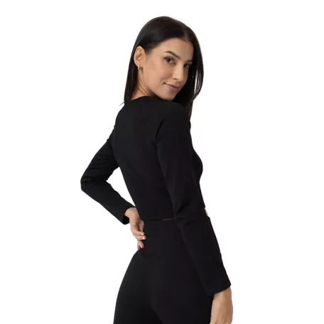 FLO Ribbed női Crop Top Black - XL - fekete - GymBeam