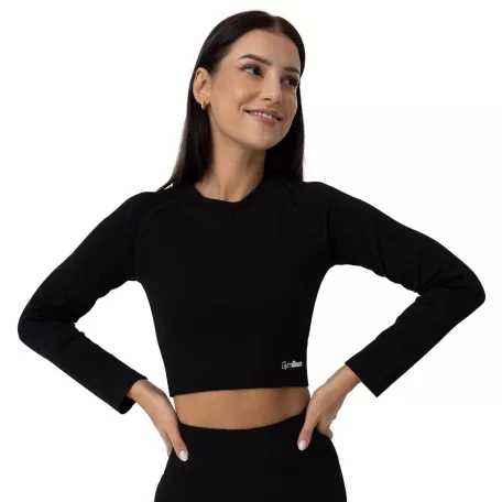 FLO Ribbed női Crop Top Black - XL - fekete - GymBeam
