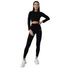 FLO Ribbed női Crop Top Black - XL - fekete - GymBeam