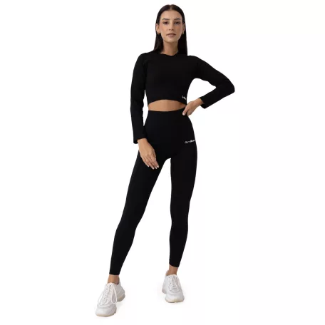 FLO Ribbed női Crop Top Black - XL - fekete - GymBeam