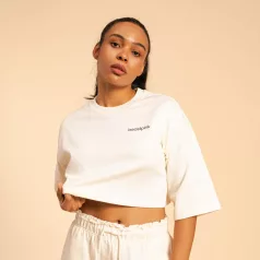   Cropped Serenity női póló Ivory - XS - krém - BeastPink - GymBeam