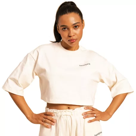 Cropped Serenity női póló Ivory - S - krém - BeastPink - GymBeam