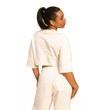 Cropped Serenity női póló Ivory - M - krém - BeastPink - GymBeam