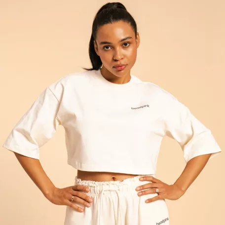 Cropped Serenity női póló Ivory - XL - krém - BeastPink - GymBeam