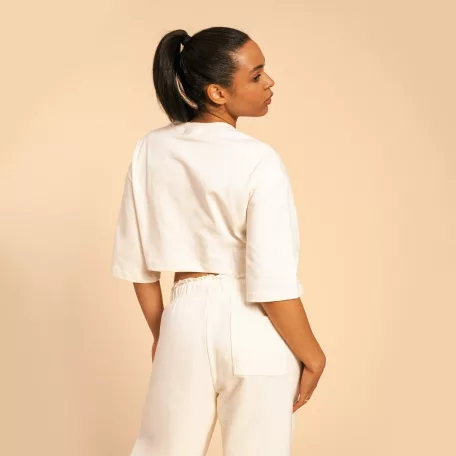 Cropped Serenity női póló Ivory - XL - krém - BeastPink - GymBeam