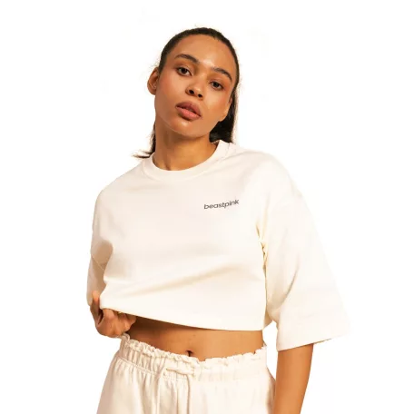 Cropped Serenity női póló Ivory - XL - krém - BeastPink - GymBeam