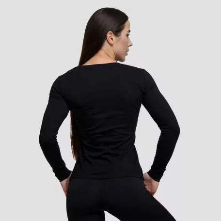 Basic női hosszú ujjú póló Black - S - fekete - GymBeam