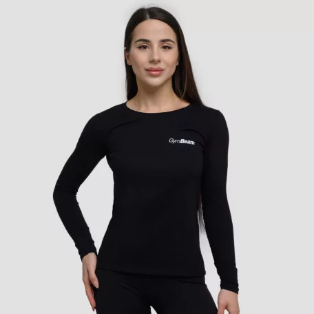 Basic női hosszú ujjú póló Black - L - fekete - GymBeam
