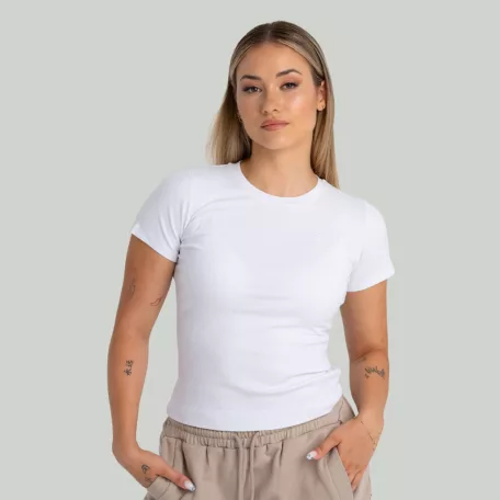 Ribbed női póló White - XS - fehér - STRIX - GymBeam