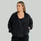 Zip Washed női kapucnis pulóver Black - XS - fekete - STRIX - GymBeam