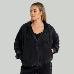   Zip Washed női kapucnis pulóver Black - XS - fekete - STRIX - GymBeam