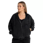 Zip Washed női kapucnis pulóver Black - XS - fekete - STRIX - GymBeam