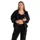 Zip Washed női kapucnis pulóver Black - XS - fekete - STRIX - GymBeam