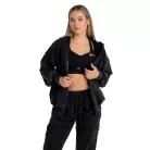 Zip Washed női kapucnis pulóver Black - M - fekete - STRIX - GymBeam