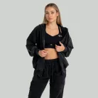 Zip Washed női kapucnis pulóver Black - L - fekete - STRIX - GymBeam