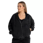 Zip Washed női kapucnis pulóver Black - L - fekete - STRIX - GymBeam