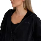 Zip Washed női kapucnis pulóver Black - L - fekete - STRIX - GymBeam