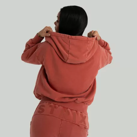 Zip Washed női kapucnis pulóver Terra - XS - narancssárga - STRIX - GymBeam