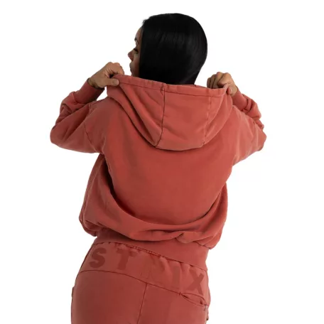Zip Washed női kapucnis pulóver Terra - XS - narancssárga - STRIX - GymBeam
