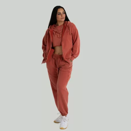 Zip Washed női kapucnis pulóver Terra - S - narancssárga - STRIX - GymBeam