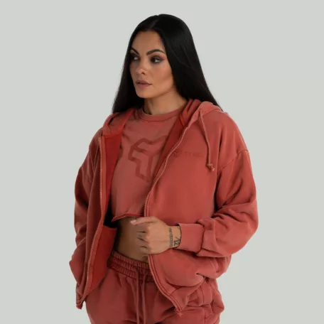 Zip Washed női kapucnis pulóver Terra - S - narancssárga - STRIX - GymBeam