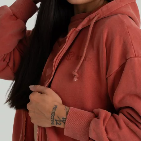 Zip Washed női kapucnis pulóver Terra - M - narancssárga - STRIX - GymBeam